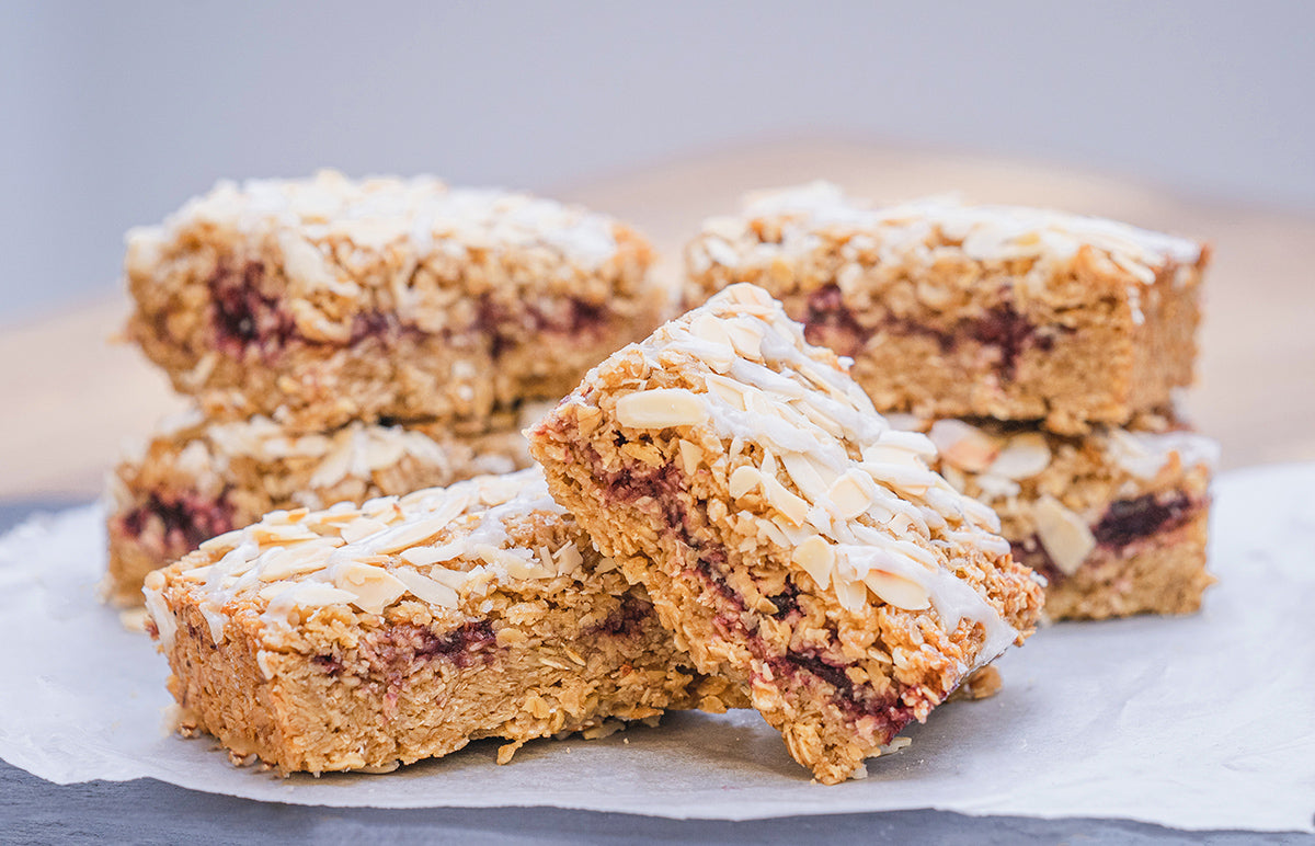 Plant based almond bakewell flapjack