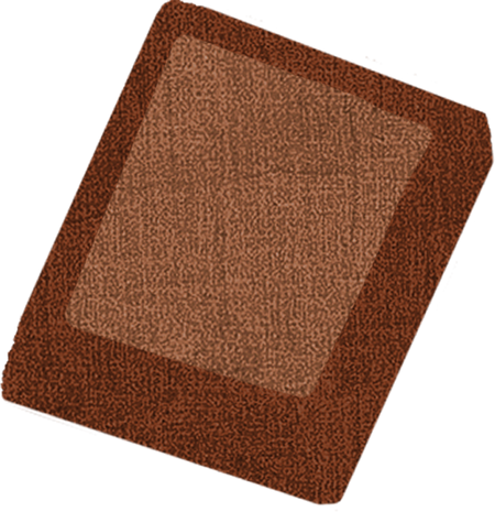 Brown textured square mat on a white background