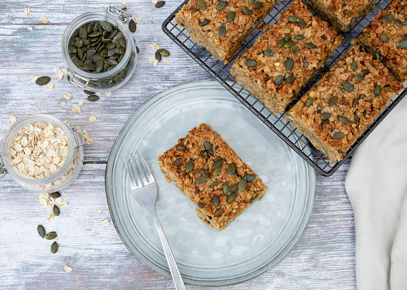 Seasonal fig and pumpkin seed vegan flapjack 