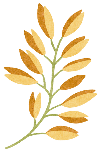 Decorative leaf pattern with brown and yellow leaves on a white background