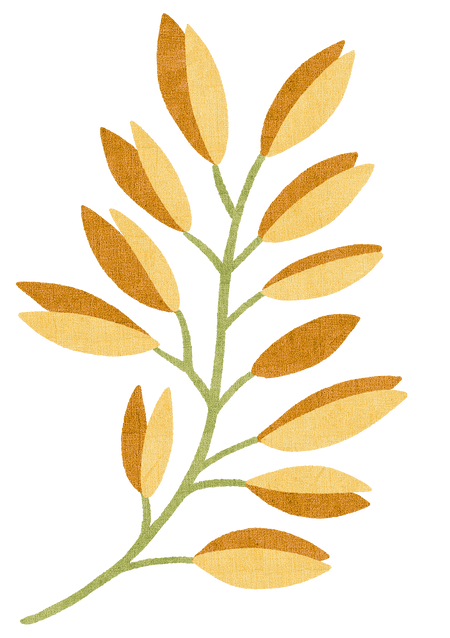 Decorative leaf pattern with brown and yellow leaves on a white background