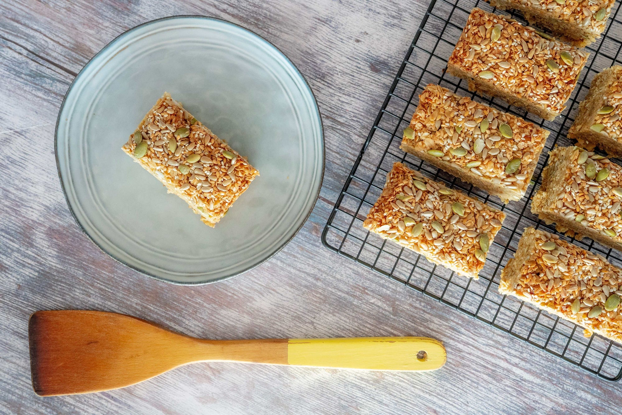 Handcrafted Seeded Vegan Flapjack with organic seeds and natural energy bars