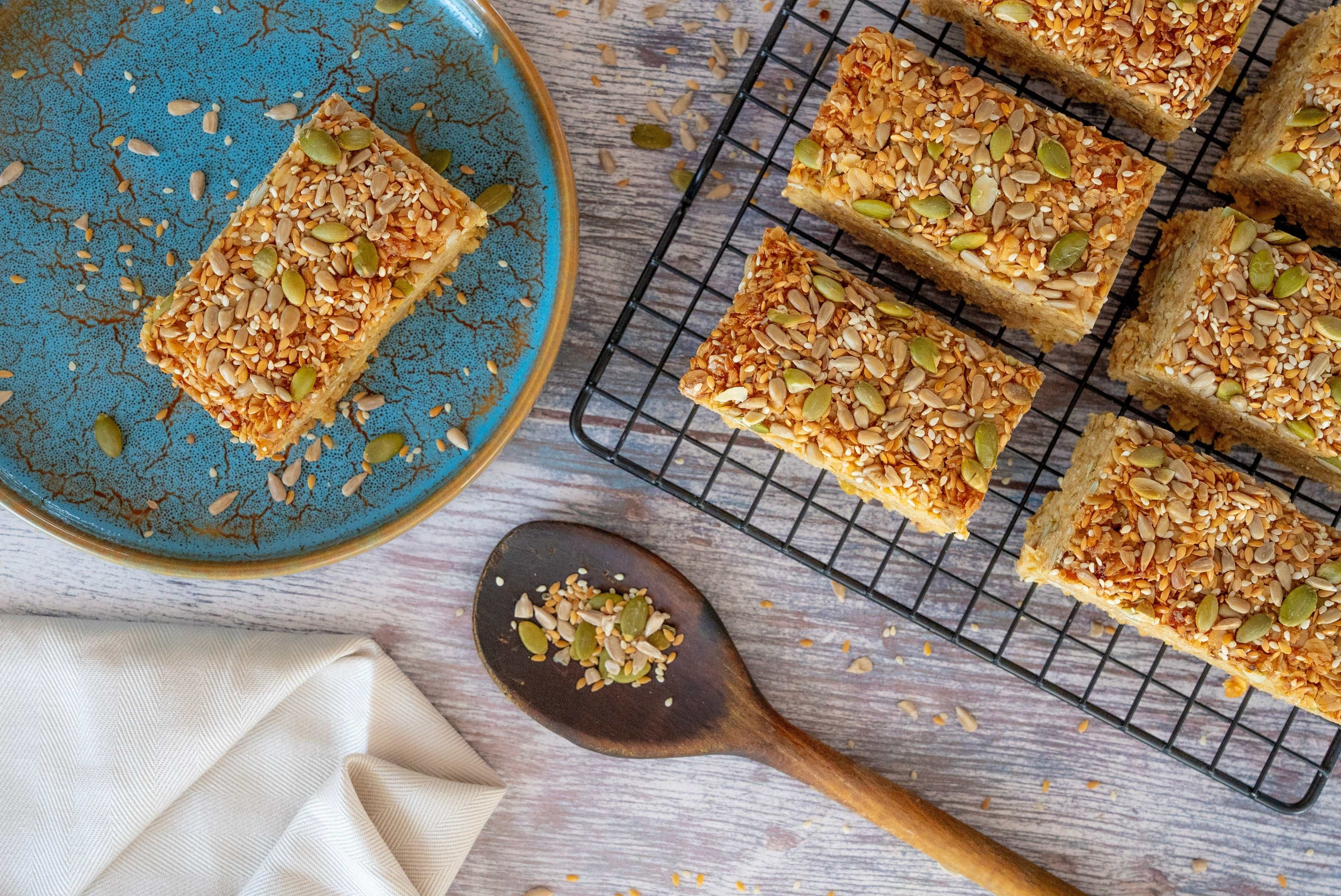 Seedalicious handcrafted seeded vegan flapjack oat bar with organic seeds and high fiber content