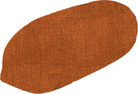Brown oval-shaped rug on a white background