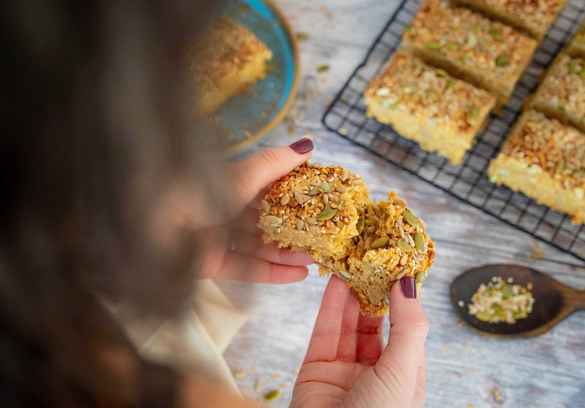 Handcrafted Seedalicious seeded vegan flapjack oat bar with organic seeds and natural ingredients