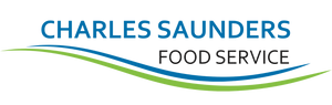Logo of Charles Saunders Food Service with blue and green design on a white background