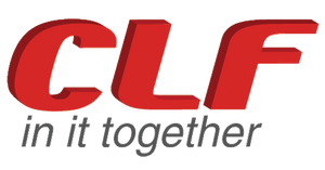 Red 'CLF' logo with the tagline 'in it together' on a white background