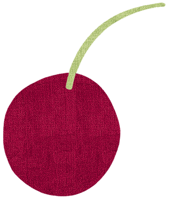 Red cherry with a green stem on a white background