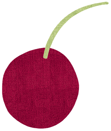 Red cherry with a green stem on a white background
